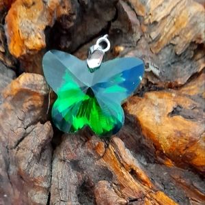 Green Glass Butterfly Pendent